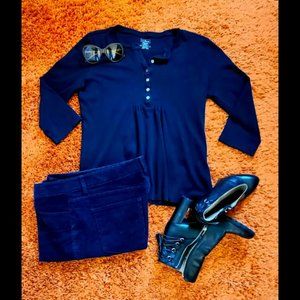 L.L.Beans Black Top - 3/4 Sleeves -M,L